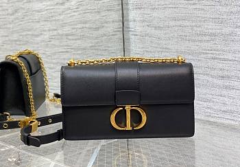 Fortok Dior 30 Montaigne East-West Bag with Chain Black Calfskin 21x6x12cm