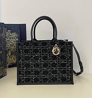 Fortok Dior Book Tote Black Cannage Tweed 36x16x27cm - 1