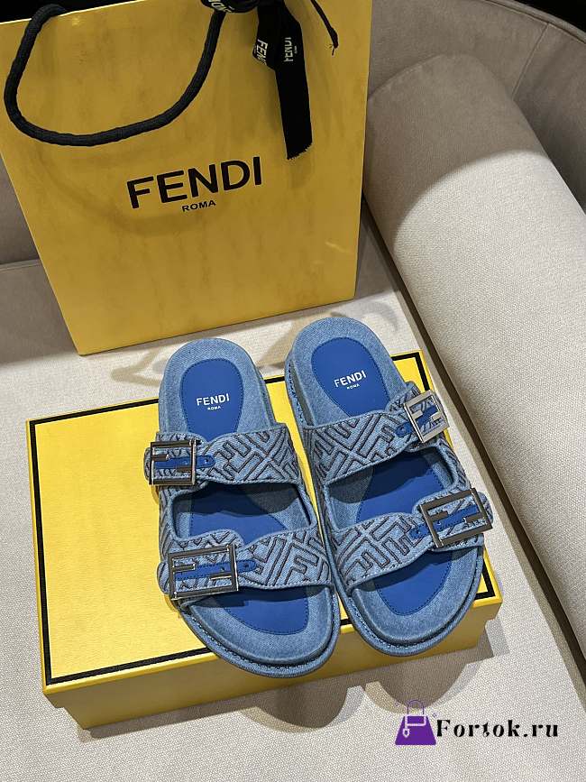 Fortok Fendi Feel Blue Denim Slides - 1