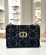 Fortok Dior Caro Bag Black Cannage Tweed 18x5x12cm - 5