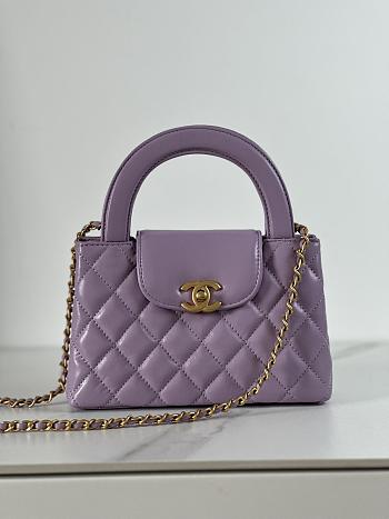 Fortok Chanel 24P Kelly Bag Purple 19x13x7cm 