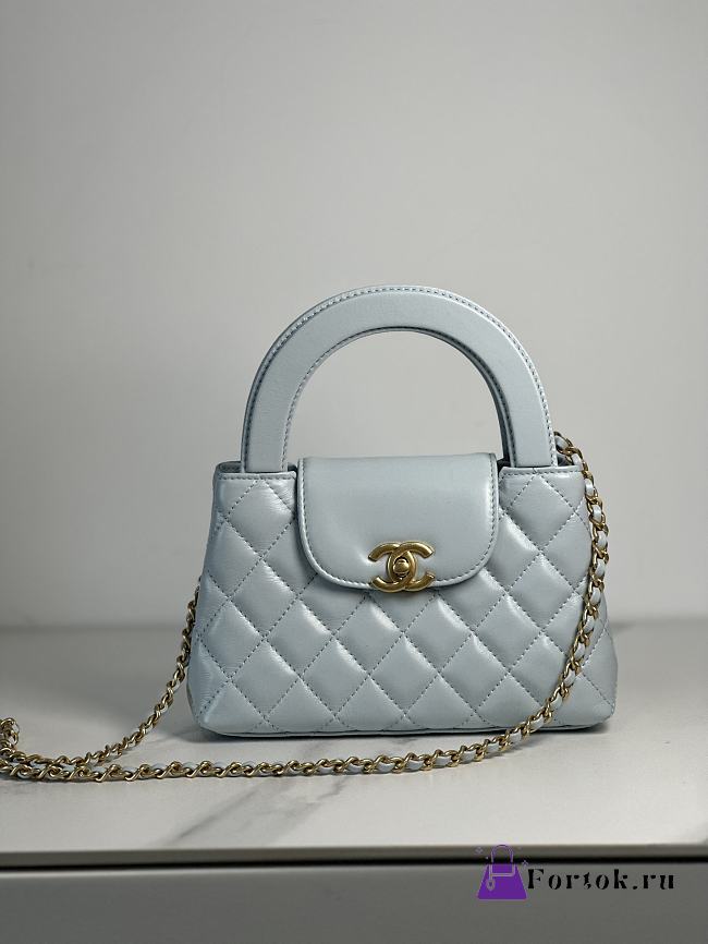 Fortok Chanel 24P Kelly Bag Light Blue 19x13x7cm - 1