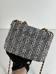 Fortok Chanel Mini Flap Bag Black Cotton Tweed, Imitation Pearls & Gold Metal - 6