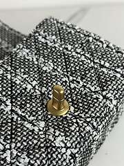 Fortok Chanel Mini Flap Bag Black Cotton Tweed, Imitation Pearls & Gold Metal - 5