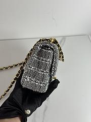 Fortok Chanel Mini Flap Bag Black Cotton Tweed, Imitation Pearls & Gold Metal - 4