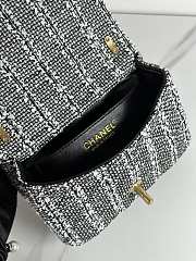 Fortok Chanel Mini Flap Bag Black Cotton Tweed, Imitation Pearls & Gold Metal - 2