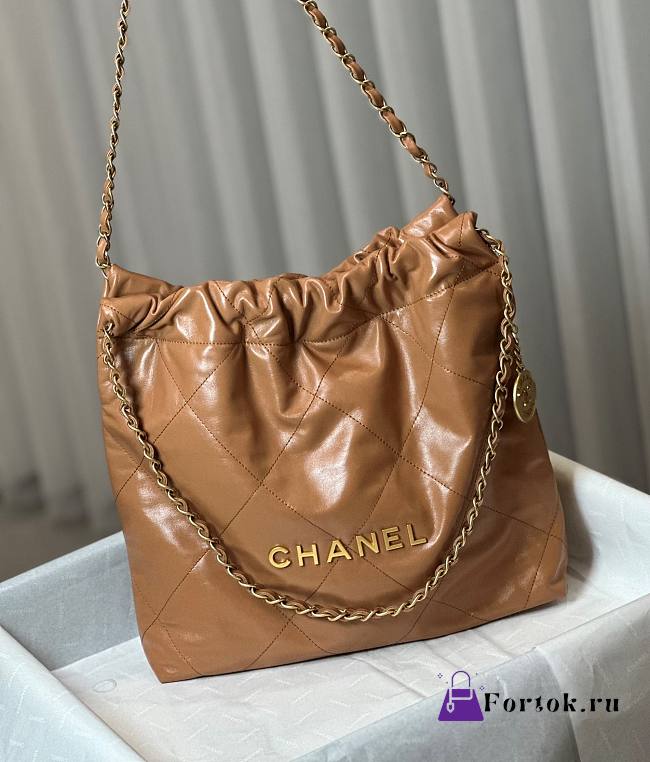 Fortok Chanel 22 Shiny Calfskin Bag Caramel 35cm - 1