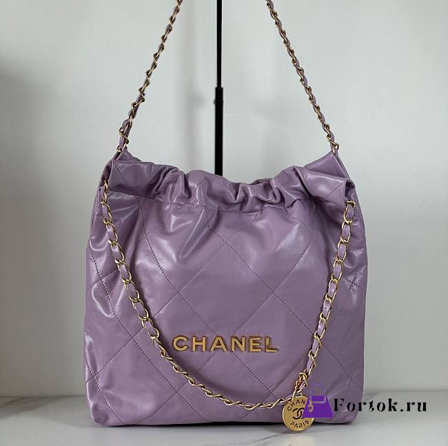 Fortok Chanel 22 Shiny Calfskin Bag Purple 35cm - 1