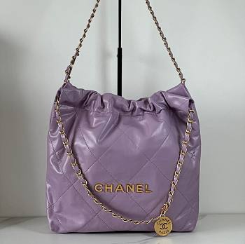 Fortok Chanel 22 Shiny Calfskin Bag Purple 35cm