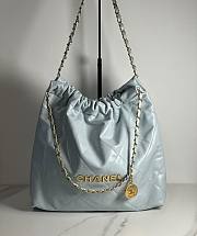 Fortok Chanel 22 Shiny Calfskin Bag Light Blue 35cm - 1
