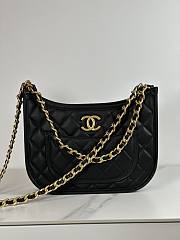 Fortok Chanel Hobo Handbag Calfskin & Gold-Tone Metal Black 20×24×6cm - 1
