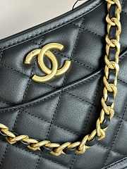 Fortok Chanel Hobo Handbag Calfskin & Gold-Tone Metal Black 20×24×6cm - 5