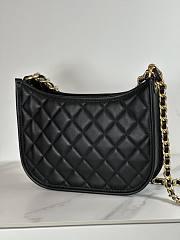 Fortok Chanel Hobo Handbag Calfskin & Gold-Tone Metal Black 20×24×6cm - 3