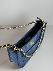 Fortok Chanel Hobo Handbag Calfskin & Gold-Tone Metal Blue Denim 20×24×6cm - 6