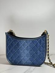 Fortok Chanel Hobo Handbag Calfskin & Gold-Tone Metal Blue Denim 20×24×6cm - 5