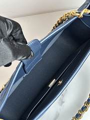 Fortok Chanel Hobo Handbag Calfskin & Gold-Tone Metal Blue Denim 20×24×6cm - 4