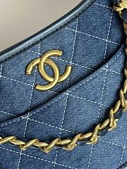 Fortok Chanel Hobo Handbag Calfskin & Gold-Tone Metal Blue Denim 20×24×6cm - 3