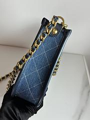 Fortok Chanel Hobo Handbag Calfskin & Gold-Tone Metal Blue Denim 20×24×6cm - 2