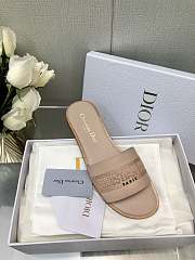 Fortok Dior Dway Slide Nude Calfskin and Embroidered Cotton - 3