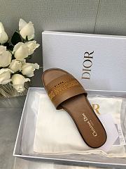 Fortok Dior Dway Slide Camel Calfskin and Embroidered Cotton - 6