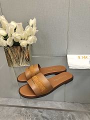 Fortok Dior Dway Slide Camel Calfskin and Embroidered Cotton - 5