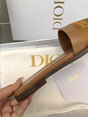 Fortok Dior Dway Slide Camel Calfskin and Embroidered Cotton - 4