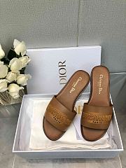 Fortok Dior Dway Slide Camel Calfskin and Embroidered Cotton - 3