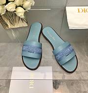 Fortok Dior Dway Slide Blue Calfskin and Embroidered Cotton - 1