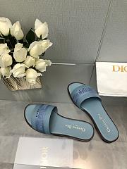 Fortok Dior Dway Slide Blue Calfskin and Embroidered Cotton - 6