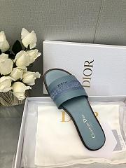 Fortok Dior Dway Slide Blue Calfskin and Embroidered Cotton - 5