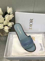 Fortok Dior Dway Slide Blue Calfskin and Embroidered Cotton - 4
