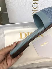 Fortok Dior Dway Slide Blue Calfskin and Embroidered Cotton - 3