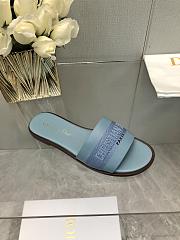 Fortok Dior Dway Slide Blue Calfskin and Embroidered Cotton - 2