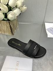 Fortok Dior Dway Slide Black Calfskin and Embroidered Cotton - 5