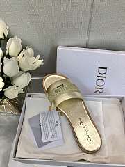 Fortok Dior Dway Slide Gold Calfskin and Embroidered Cotton - 6