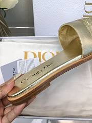 Fortok Dior Dway Slide Gold Calfskin and Embroidered Cotton - 5