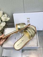 Fortok Dior Dway Slide Gold Calfskin and Embroidered Cotton - 3