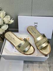 Fortok Dior Dway Slide Gold Calfskin and Embroidered Cotton - 2