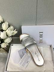 Fortok Dior Dway Slide Silver Calfskin and Embroidered Cotton - 5