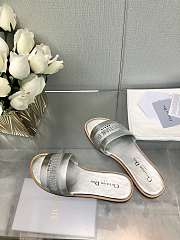 Fortok Dior Dway Slide Silver Calfskin and Embroidered Cotton - 3