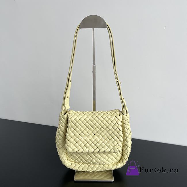 Fortok Bottega Veneta Mini Cobble Shoulder Bag Yellow 19x17x6cm - 1