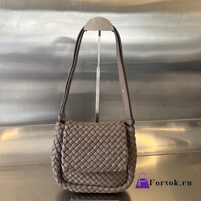 Fortok Bottega Veneta Mini Cobble Shoulder Bag Brown 19x17x6cm - 1
