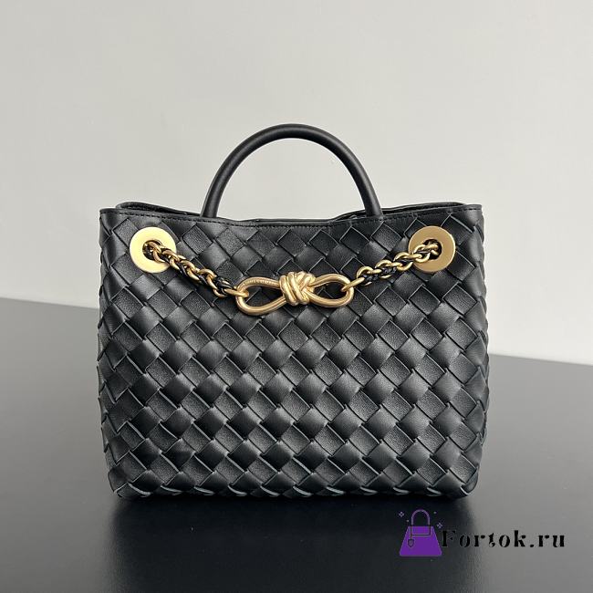 Fortok Bottega Veneta Black Small Andiamo Bag With Chain 25x22x10.5cm - 1