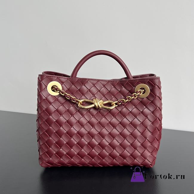 Fortok Bottega Veneta Burgundy Small Andiamo Bag With Chain 25x22x10.5cm - 1
