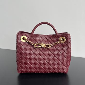 Fortok Bottega Veneta Burgundy Small Andiamo Bag With Chain 25x22x10.5cm