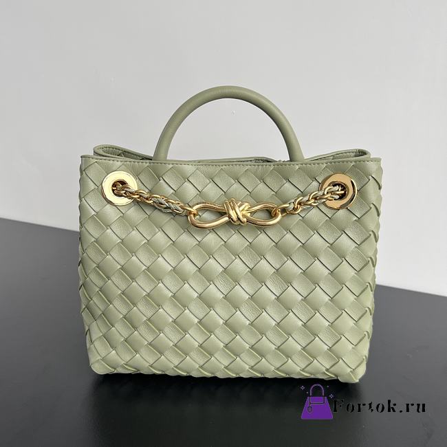 Fortok Bottega Veneta Green Mint Small Andiamo Bag With Chain 25x22x10.5cm - 1