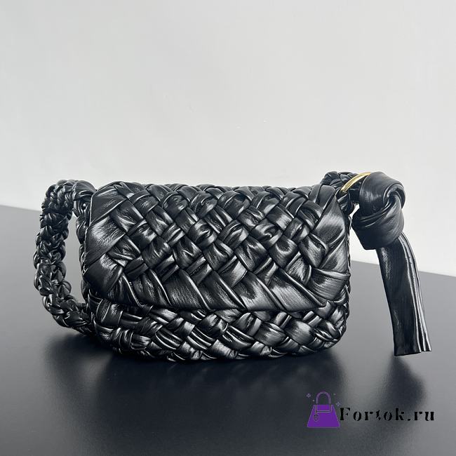 Fortok Bottega Veneta Kalimero Citta Shoulder Bag Black 25x18x5.5cm - 1