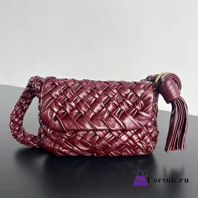 Fortok Bottega Veneta Kalimero Citta Shoulder Bag Burgundy 25x18x5.5cm - 1