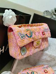 Fortok Chanel 24C Badge Pink Flap Bag 20cm - 3