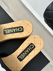 Fortok Chanel Black Mesh Neoprene CC Wooden Slide Sandals - 6